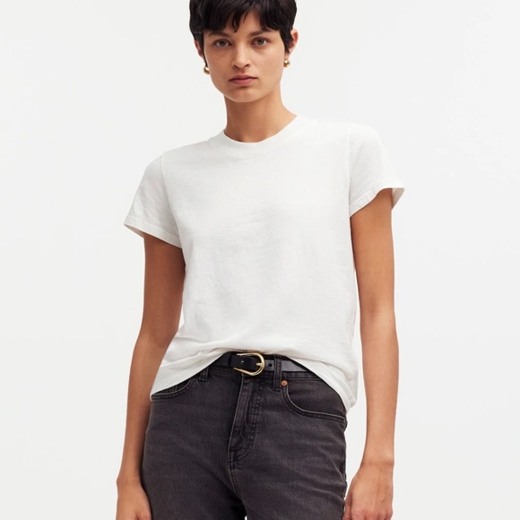 Madewell The Shrunken Tee White Crew Neck Short Sleeve Size XXS - Picture 1 of 11